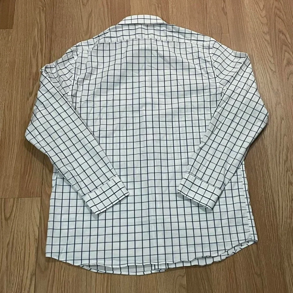 Banana Republic Men’s Large Slim Fit Long Sleeve Button Down Shirt White Plaid